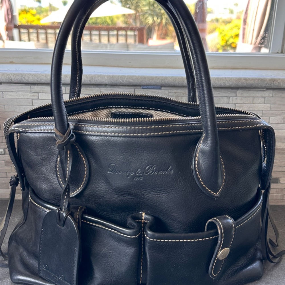 Dooney & Bourke Florentine Leather Shoulder Bag Satchel Black